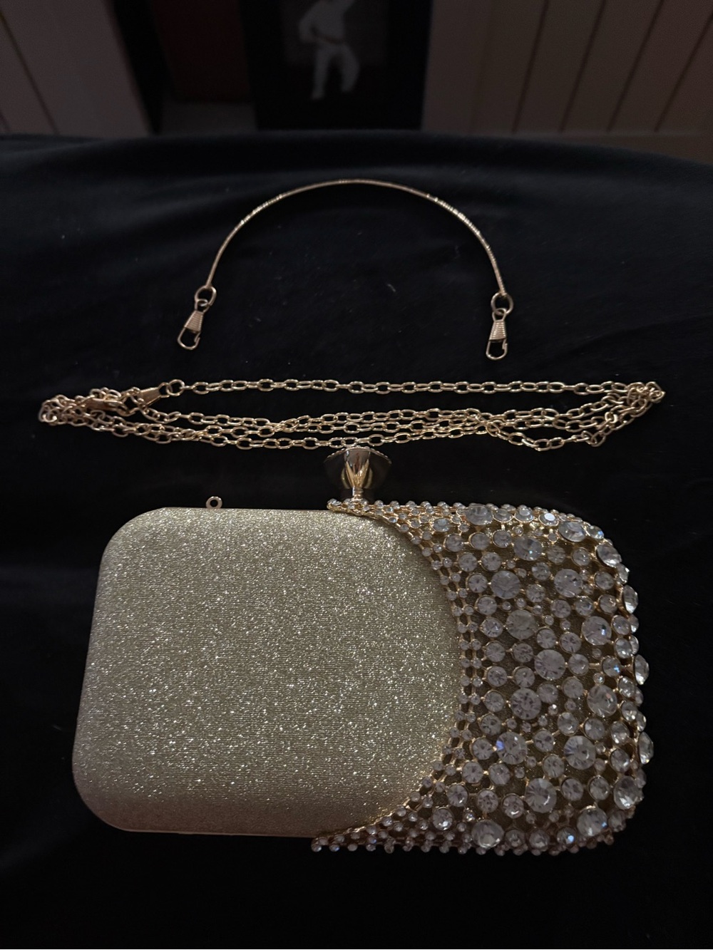 Gold Crystal Embellished Evening Clutch - Picture 7 of 11